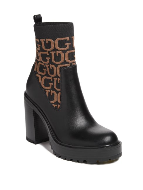 Bottines à Talons Et Logo Guess Noir1