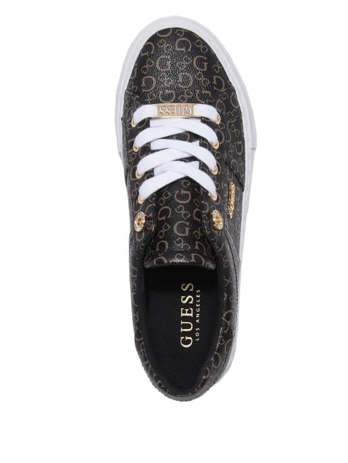 Devinez Regarder Baskets Basses En Similicuir Noir