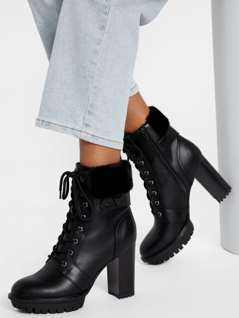 Bottes Noires1 Emmales à Bordure En Similicuir Guess