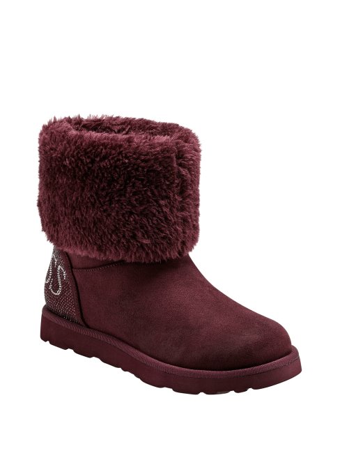 Bottines En Imitation Shearling Scintillantes Guess Violet Foncé