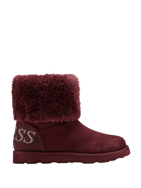 Bottines En Imitation Shearling Scintillantes Guess Violet Foncé
