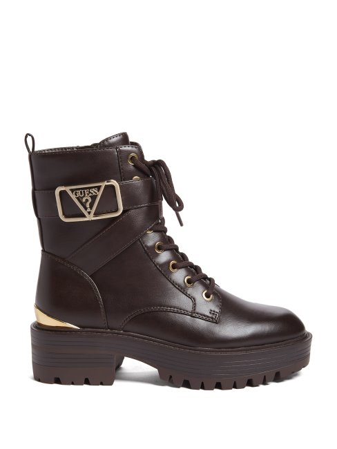Guess Flat Combat Booties Marron Foncé
