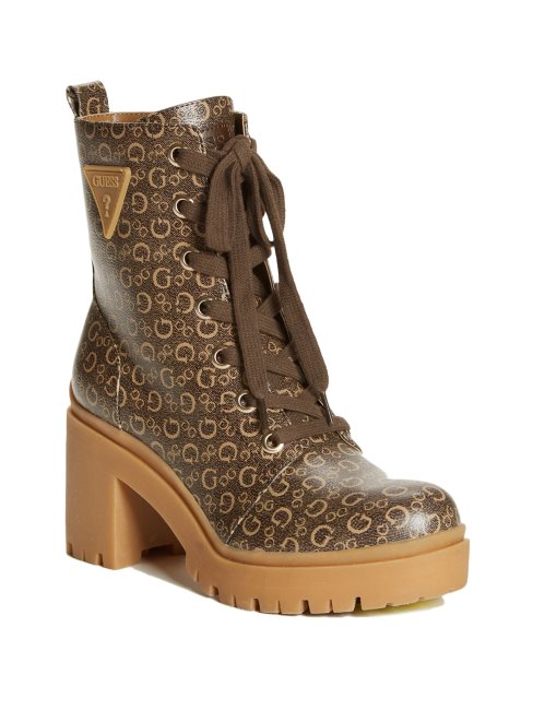 Bottines à Talons Avec Logo Guess Quincy Lt Marron