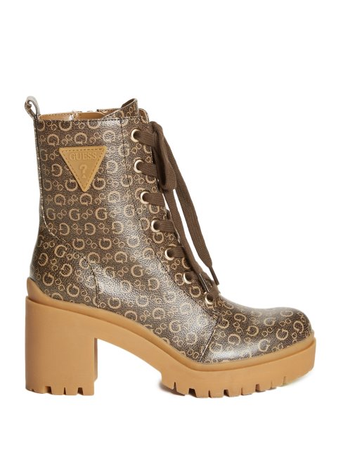 Bottines à Talons Avec Logo Guess Quincy Lt Marron