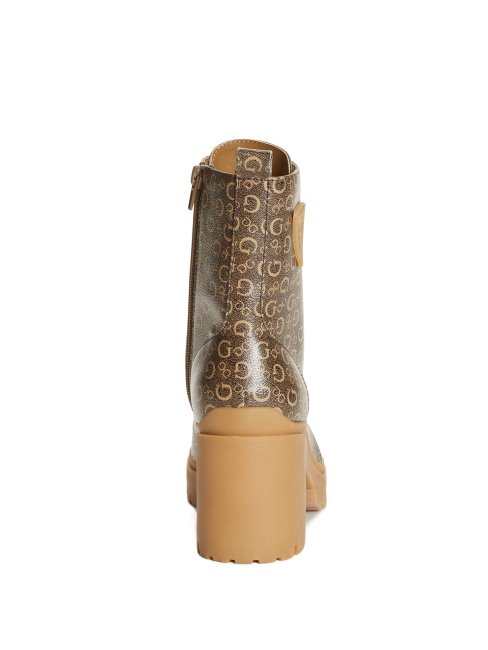 Bottines à Talons Avec Logo Guess Quincy Lt Marron