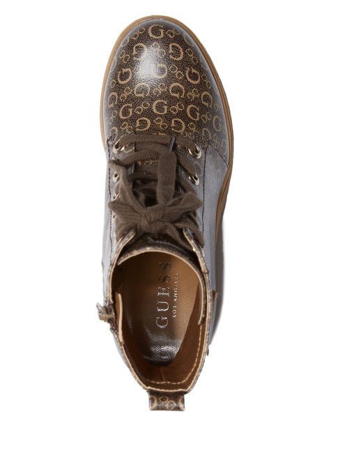 Bottines à Talons Avec Logo Guess Quincy Lt Marron