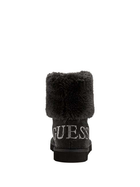 Guess Bottes Noires En Faux Mouton Scintillant