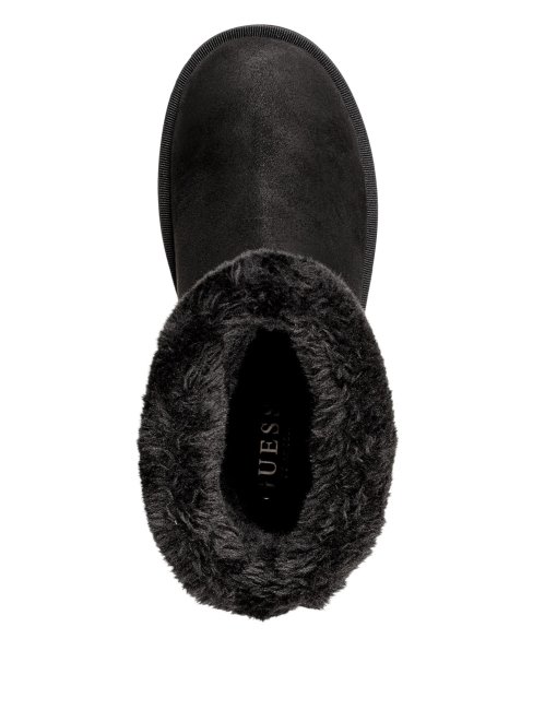 Guess Bottes Noires En Faux Mouton Scintillant