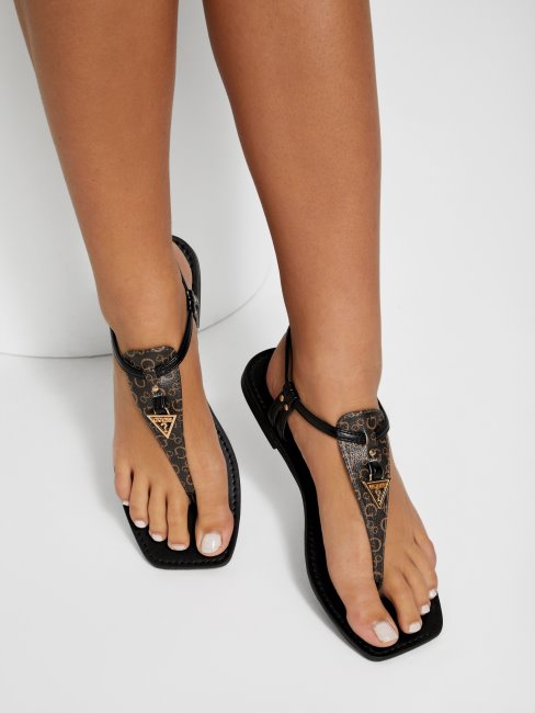 Sandales à Bride En T Guess Lt Marron