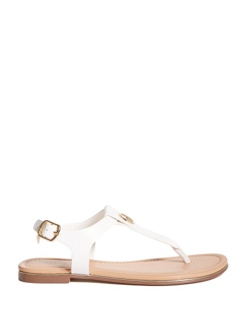 Guess Sandales à Mariée En T Caramel Blanc