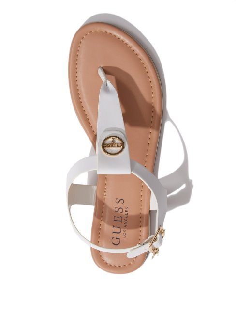 Guess Sandales à Mariée En T Caramel Blanc