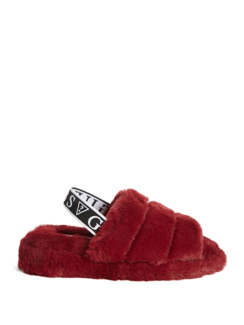 Pantoufles En Fausse Fourrure Liddie Wine Guess