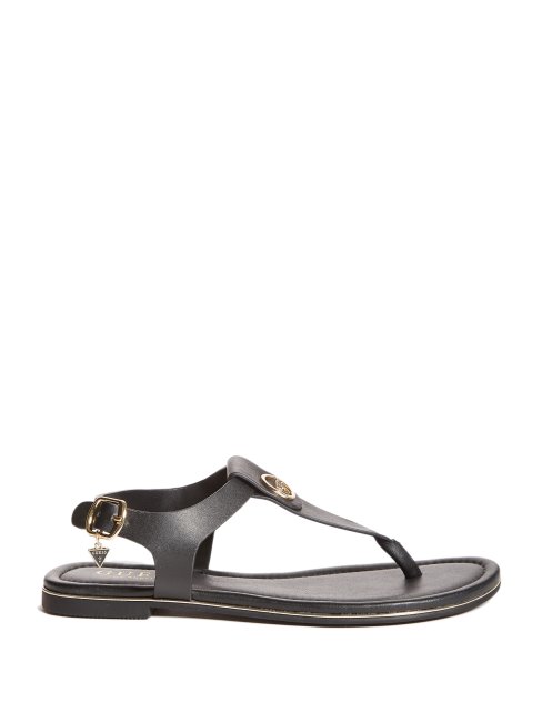 Sandales à Bride En T Caramel Noir Guess