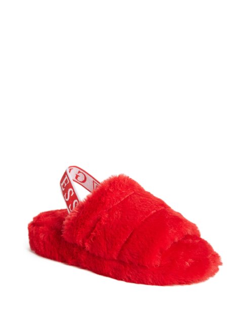 Chaussons En Fausse Fourrure Liddie Guess Rouge