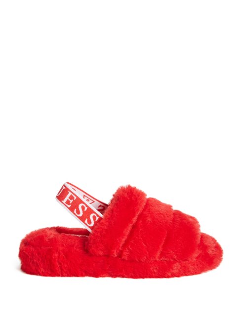 Chaussons En Fausse Fourrure Liddie Guess Rouge