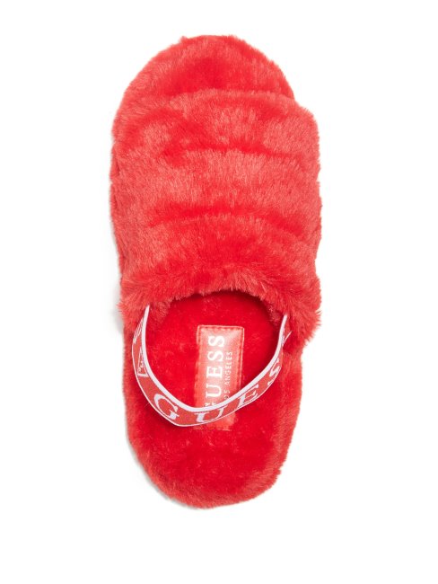 Chaussons En Fausse Fourrure Liddie Guess Rouge