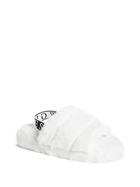 Chaussons En Fausse Fourrure Guess Liddie Blancs