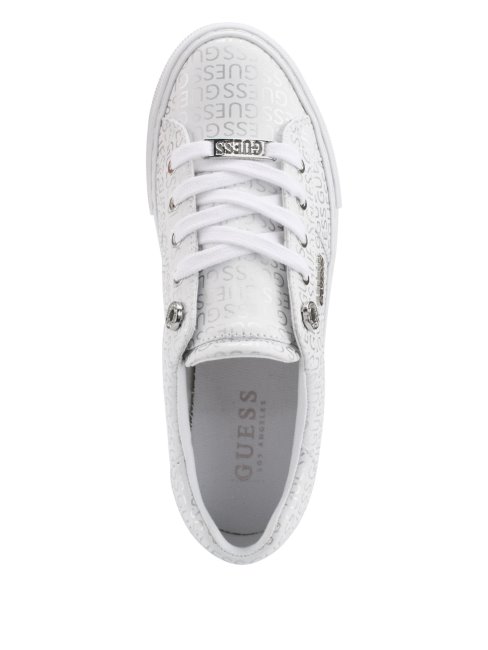 Guess Stripe Red Touch Look At Baskets Basses En Similicuir