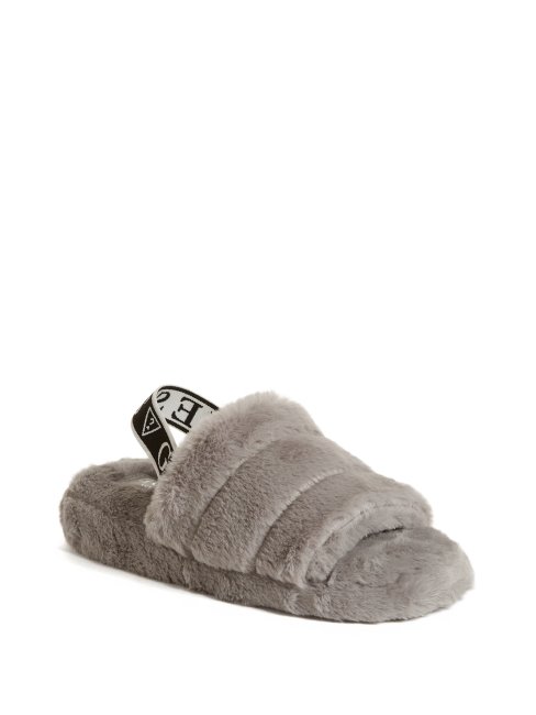 Chaussons En Fausse Fourrure Liddie Gris Guess
