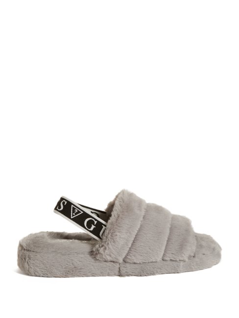 Chaussons En Fausse Fourrure Liddie Gris Guess