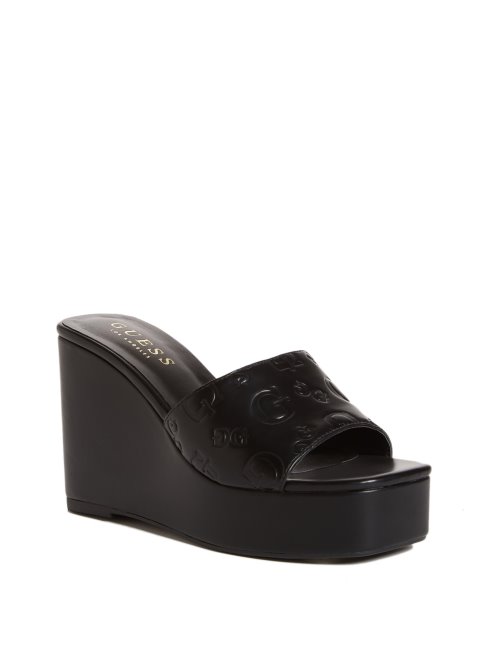 Stacee Noirs Compensés Logo En Creux Guess