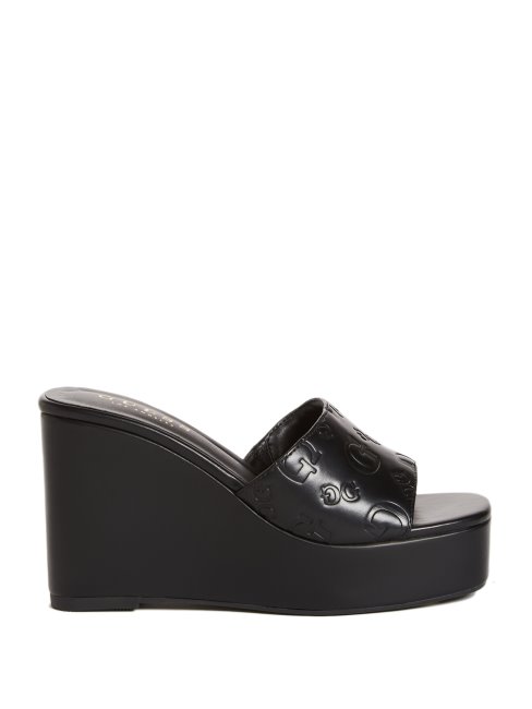 Stacee Noirs Compensés Logo En Creux Guess