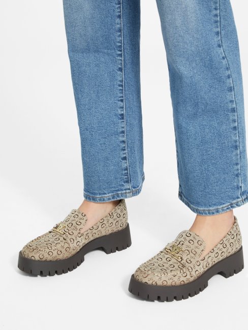 Guess At Last Logo Mocassins à Plateforme Chunky Lt Marron