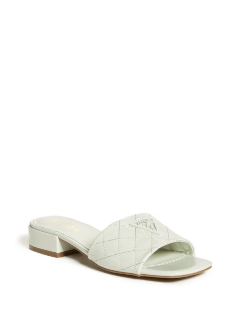 Claquettes Vertes Vernies Talia à Talon Et Logo Triangle