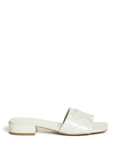 Claquettes Vertes Vernies Talia à Talon Et Logo Triangle