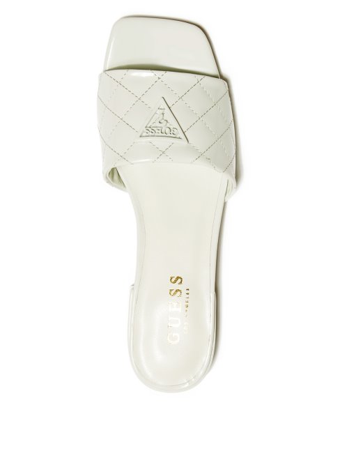 Claquettes Vertes Vernies Talia à Talon Et Logo Triangle