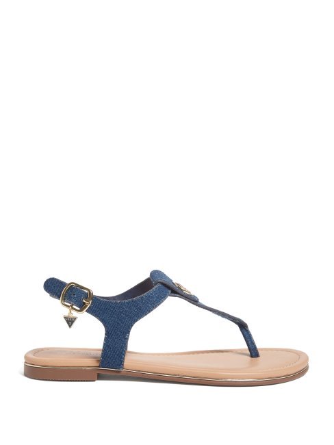 Sandales à Bride En T Caramel Denim Guess