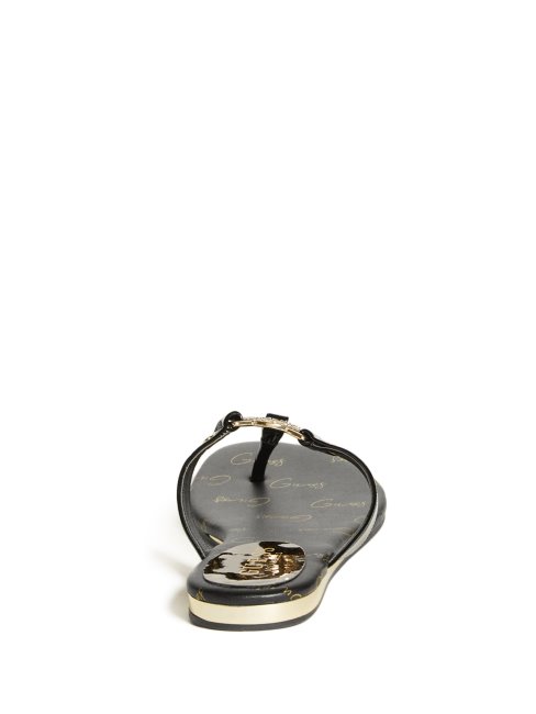 Tongs Guess Makena Noires Avec Logo En Strass
