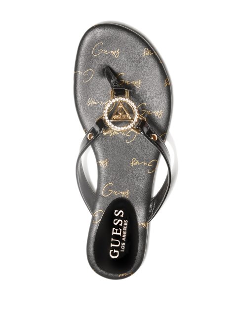 Tongs Guess Makena Noires Avec Logo En Strass