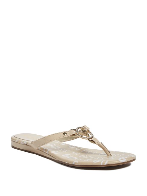 Guess Fauve Tongs Makena Logo Strass