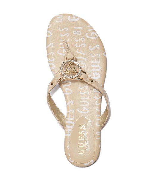 Guess Fauve Tongs Makena Logo Strass