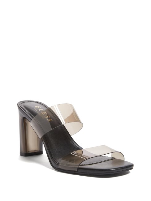 Guess Shelby Talons Blocs Acryliques Transparents Noirs