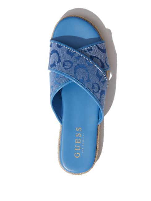 Sandales Karla Logo Guess Bleu Clair