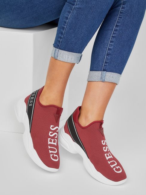 Paniers Guess à Logo En Maille Lyanna Rouge Moyen