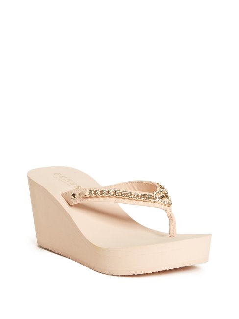 Tongs Guess Rose Clair à Plateforme Et Chaîne Sagey