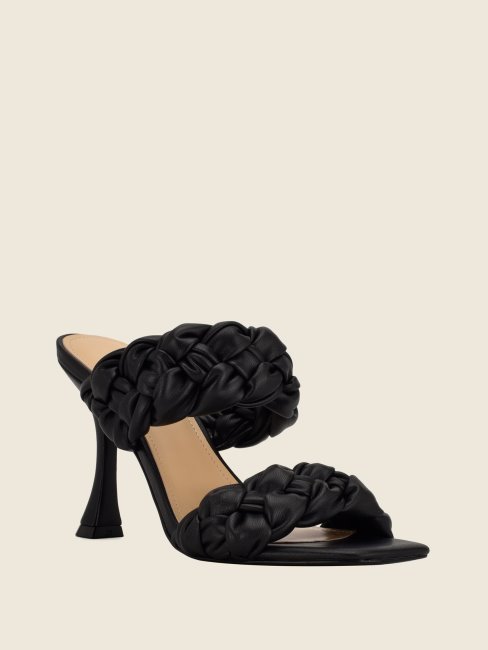 Guess Mules Harlie Noires à Talons Tressés