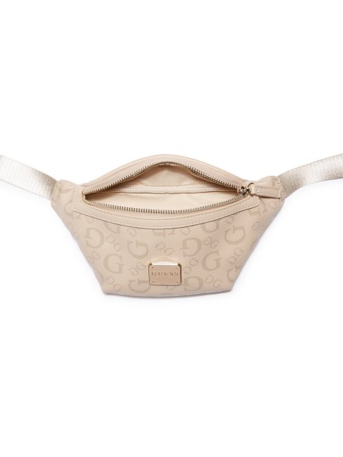 Sac Banane à Logo En Similicuir Beige Guess
