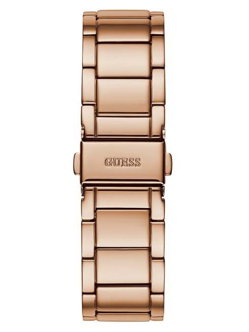 Montre Multifonction Couleur Or Rose Et Strass Multi Guess