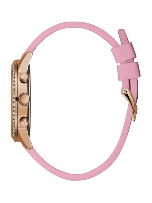 Montre Multifonction En Silicone Doré Rose Et Blush Sans Couleur Guess