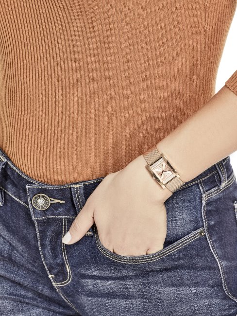 Montre Analogique En Maille Dorée Rose Guess No Color