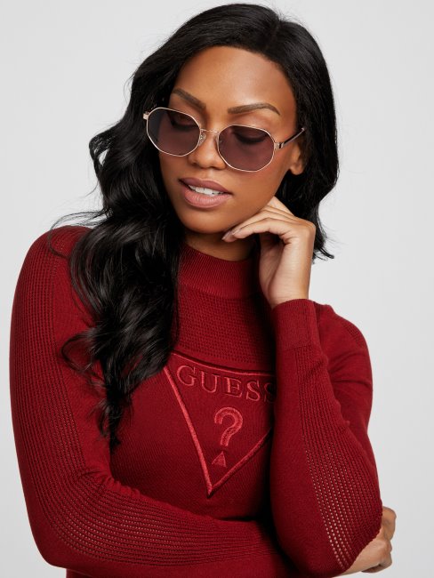 Lunettes De Soleil Guess En Métal Géométrique Arrondi Ou Rose Brillant