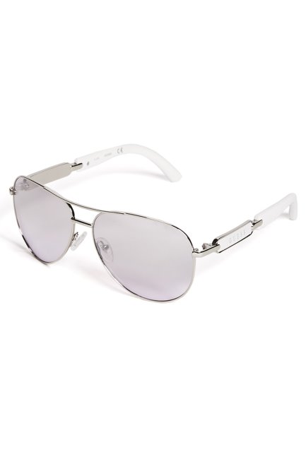 Lunettes De Soleil Aviateur Classiques Guess Blanches