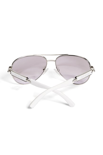 Lunettes De Soleil Aviateur Classiques Guess Blanches