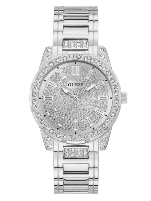 Montre Analogique Guess Argentée à Strass Sans Couleur
