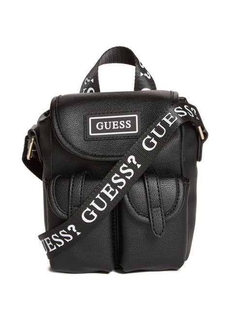 Mini Sac à Dos Logo En Similicuir Noir Guess