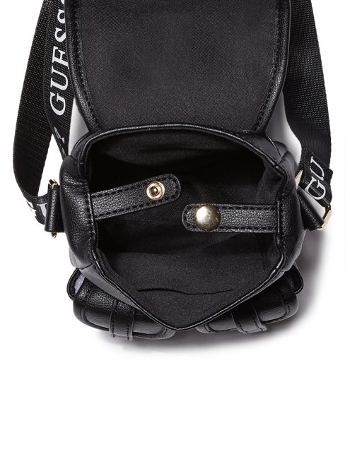 Mini Sac à Dos Logo En Similicuir Noir Guess